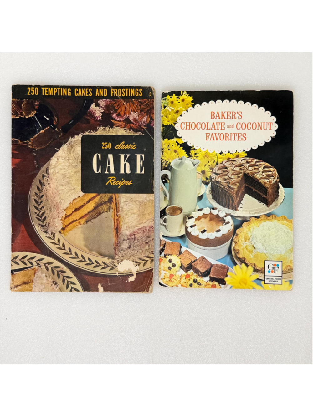 Vintage Dessert Cookbooks, Baker's Chocolate and Cake Recipes, Set of 2